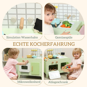 Kinderküche mit Zubehör ab 3 Jahren aus Holz grün