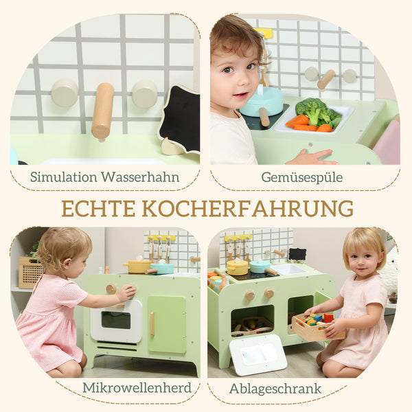 Kinderküche mit Zubehör ab 3 Jahren aus Holz grün