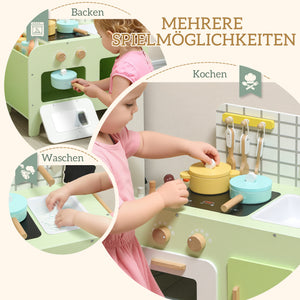 Kinderküche mit Zubehör ab 3 Jahren aus Holz grün
