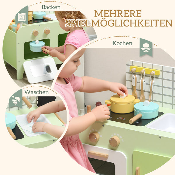 Kinderküche mit Zubehör ab 3 Jahren aus Holz grün
