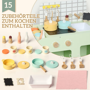 Kinderküche mit Zubehör ab 3 Jahren aus Holz grün