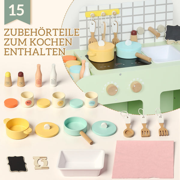 Kinderküche mit Zubehör ab 3 Jahren aus Holz grün