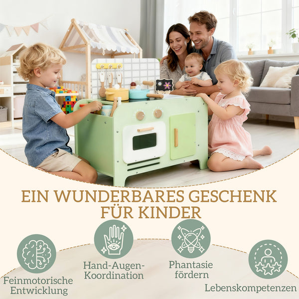 Kinderküche mit Zubehör ab 3 Jahren aus Holz grün