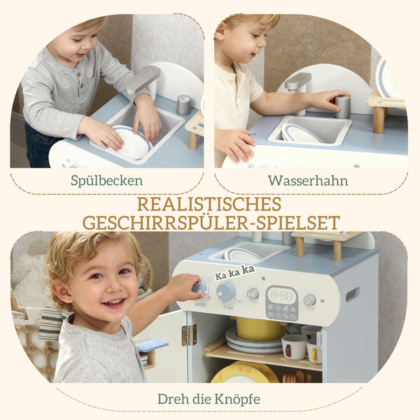 Kinderküche mit Spülmaschine und Zubehör ab 3 Jahren aus Holz