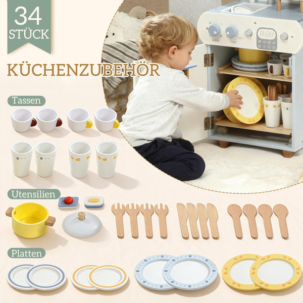 Kinderküche mit Spülmaschine und Zubehör ab 3 Jahren aus Holz