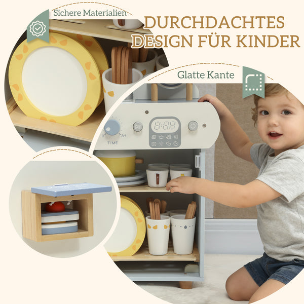 Kinderküche mit Spülmaschine und Zubehör ab 3 Jahren aus Holz