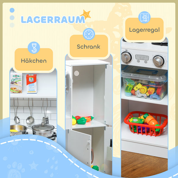 Kinderküche mit Zubehör Herd Mikrowelle und Kreidetafel weiss