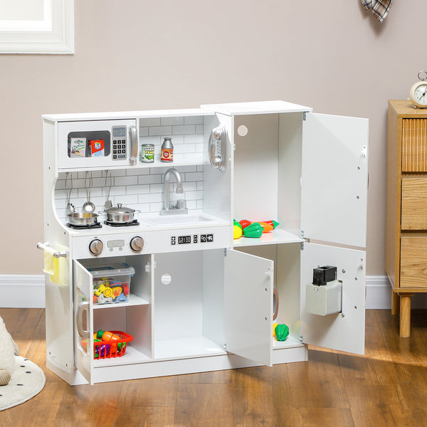 Kinderküche mit Zubehör Herd Mikrowelle und Kreidetafel weiss
