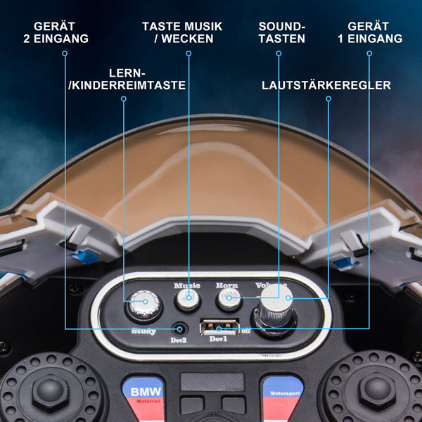 Kindermotorrad Elektromotorrad mit Musikmodi ab 18 Monaten Rot