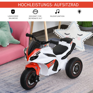 Kindermotorrad Rutscherfahrzeug mit Musik Kleinkinder Weiss