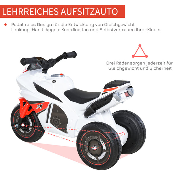 Kindermotorrad Rutscherfahrzeug mit Musik Kleinkinder Weiss