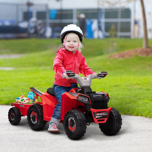 Kinderquad Elektro mit Anhänger für Kleinkinder bis 25kg rot