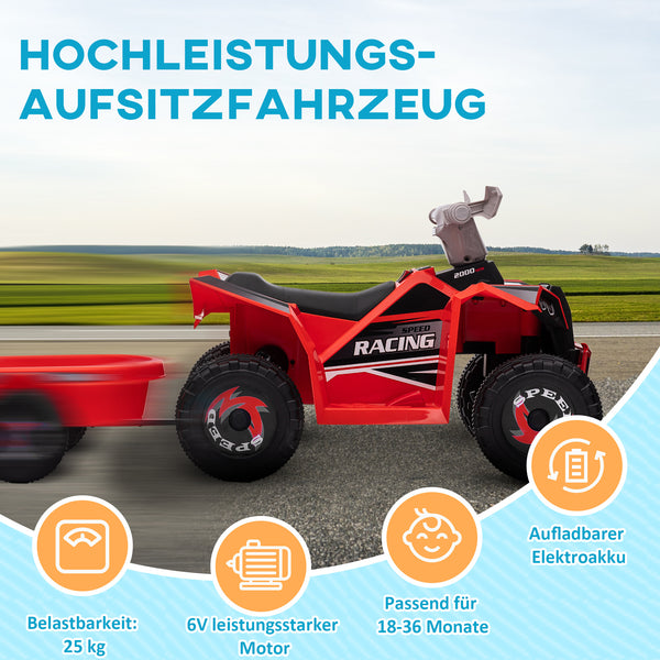 Kinderquad Elektro mit Anhänger für Kleinkinder bis 25kg rot
