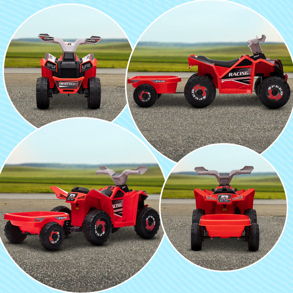 Kinderquad Elektro mit Anhänger für Kleinkinder bis 25kg rot