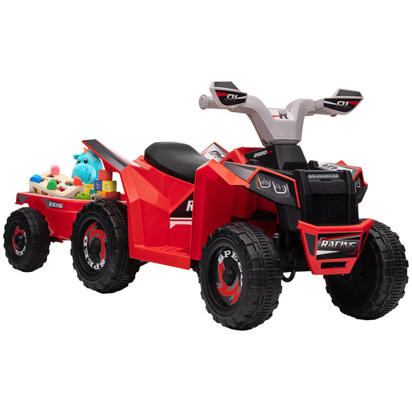 Kinderquad Elektro mit Anhänger für Kleinkinder bis 25kg rot