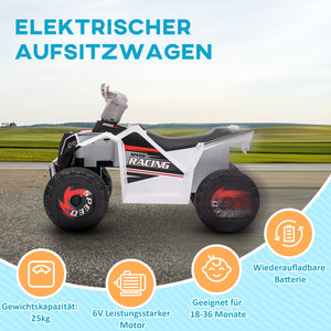Kinderquad Elektro-Quad 6V 2.5 km/h 1.5-3 Jahre Weiss