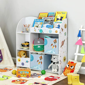 Kinderregal Spielzeugregal hohe Kapazität 2 Boxen Holz Weiss