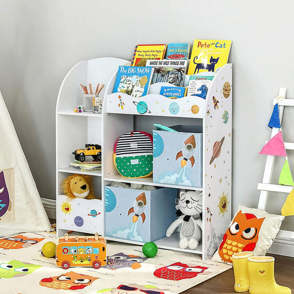 Kinderregal Spielzeugregal hohe Kapazität 2 Boxen Holz Weiss