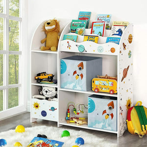 Kinderregal Spielzeugregal hohe Kapazität 2 Boxen Holz Weiss