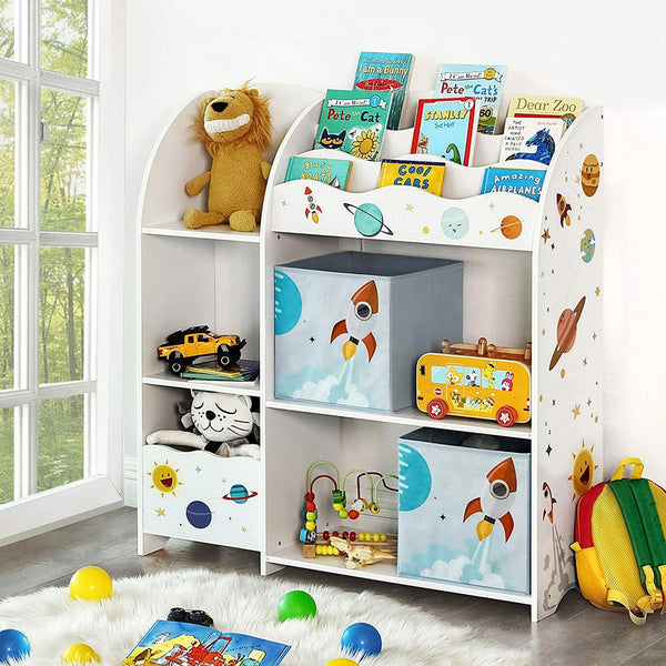 Kinderregal Spielzeugregal hohe Kapazität 2 Boxen Holz Weiss