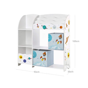 Kinderregal Spielzeugregal hohe Kapazität 2 Boxen Holz Weiss