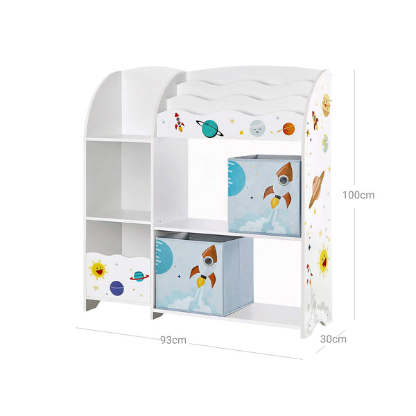 Kinderregal Spielzeugregal hohe Kapazität 2 Boxen Holz Weiss
