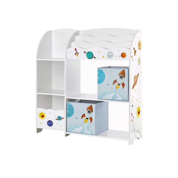 Kinderregal Spielzeugregal hohe Kapazität 2 Boxen Holz Weiss
