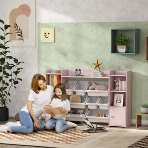 Kinderregal Bücherregal mit 8 Boxen Spielzeugaufbewahrung rosa