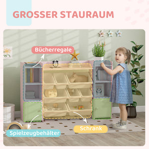 Kinderregal Bücherregal mit 8 Boxen Spielzeugaufbewahrung rosa