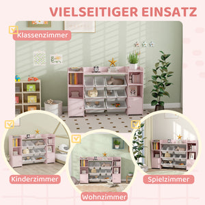 Kinderregal Bücherregal mit 8 Boxen Spielzeugaufbewahrung rosa
