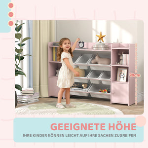 Kinderregal Bücherregal mit 8 Boxen Spielzeugaufbewahrung rosa