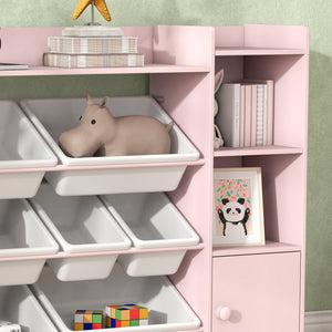 Kinderregal Bücherregal mit 8 Boxen Spielzeugaufbewahrung rosa