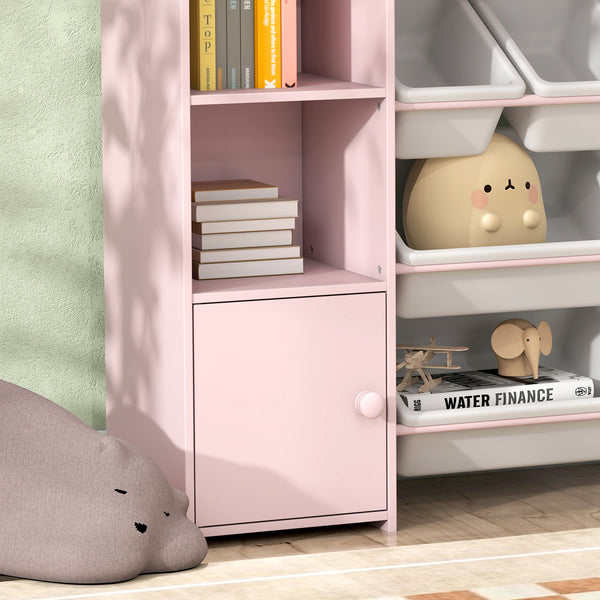 Kinderregal Bücherregal mit 8 Boxen Spielzeugaufbewahrung rosa