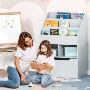 Kinderregal mit Schublade und Fächern für Kinderzimmer grau