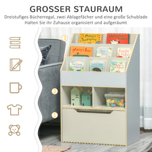 Kinderregal mit Schublade und Fächern für Kinderzimmer grau