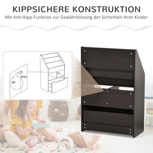 Kinderregal mit Schublade und Fächern für Kinderzimmer grau
