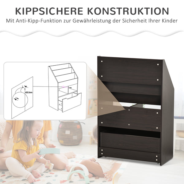 Kinderregal mit Schublade und Fächern für Kinderzimmer grau