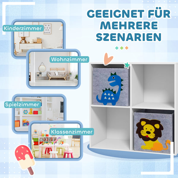Kinderregal Aufbewahrung mit Schubladen und Kippschutz weiss