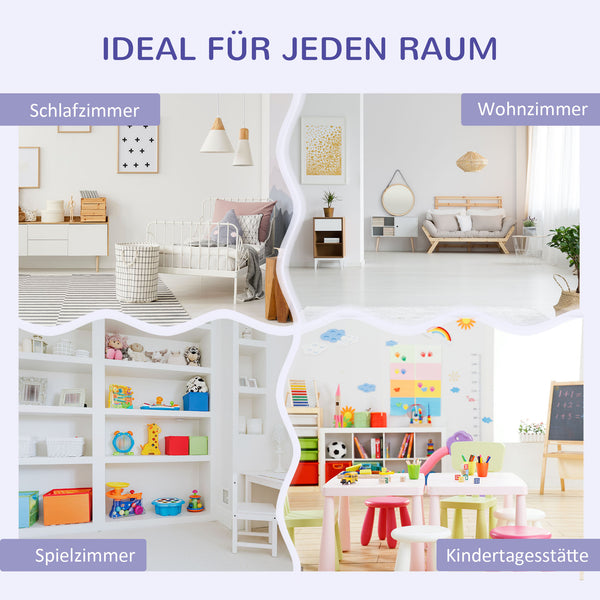 Kinderregal mit Sitzbank Polster und Aufbewahrung für Kinder weiss grau