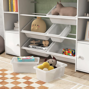 Kinderregal mit Aufbewahrungsboxen für Spielzeug und Bücher