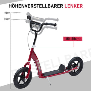 Kinderroller Scooter höhenverstellbar mit Hinterbremse 12 Zoll