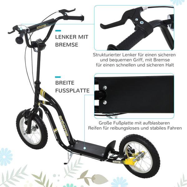 Kinderroller 12 Zoll höhenverstellbar Schwarz