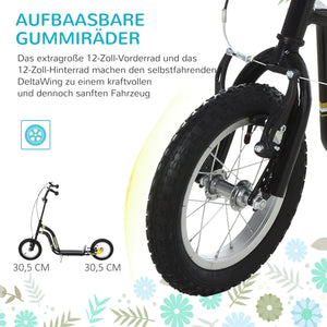 Kinderroller 12 Zoll höhenverstellbar Schwarz