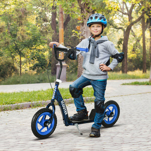 Kinderroller höhenverstellbar mit Bremse und 2 Rädern blau