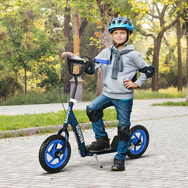 Kinderroller höhenverstellbar mit Bremse und 2 Rädern blau