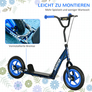 Kinderroller höhenverstellbar mit Bremse und 2 Rädern blau