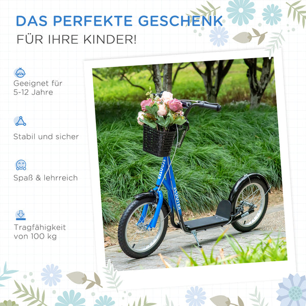 Kinderroller mit Bremse höhenverstellbar Blau