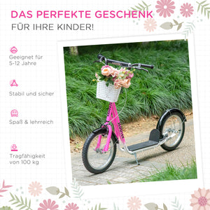 Kinderroller mit Bremse höhenverstellbar Rosa