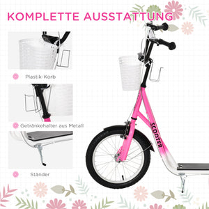 Kinderroller mit Bremse höhenverstellbar Rosa