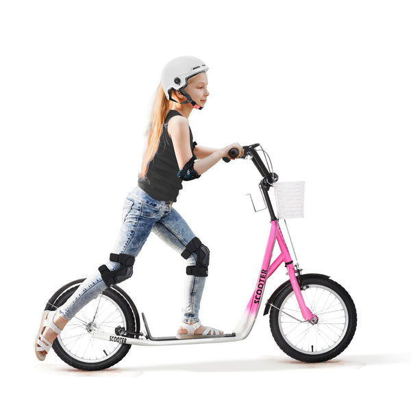 Kinderroller mit Bremse höhenverstellbar Rosa